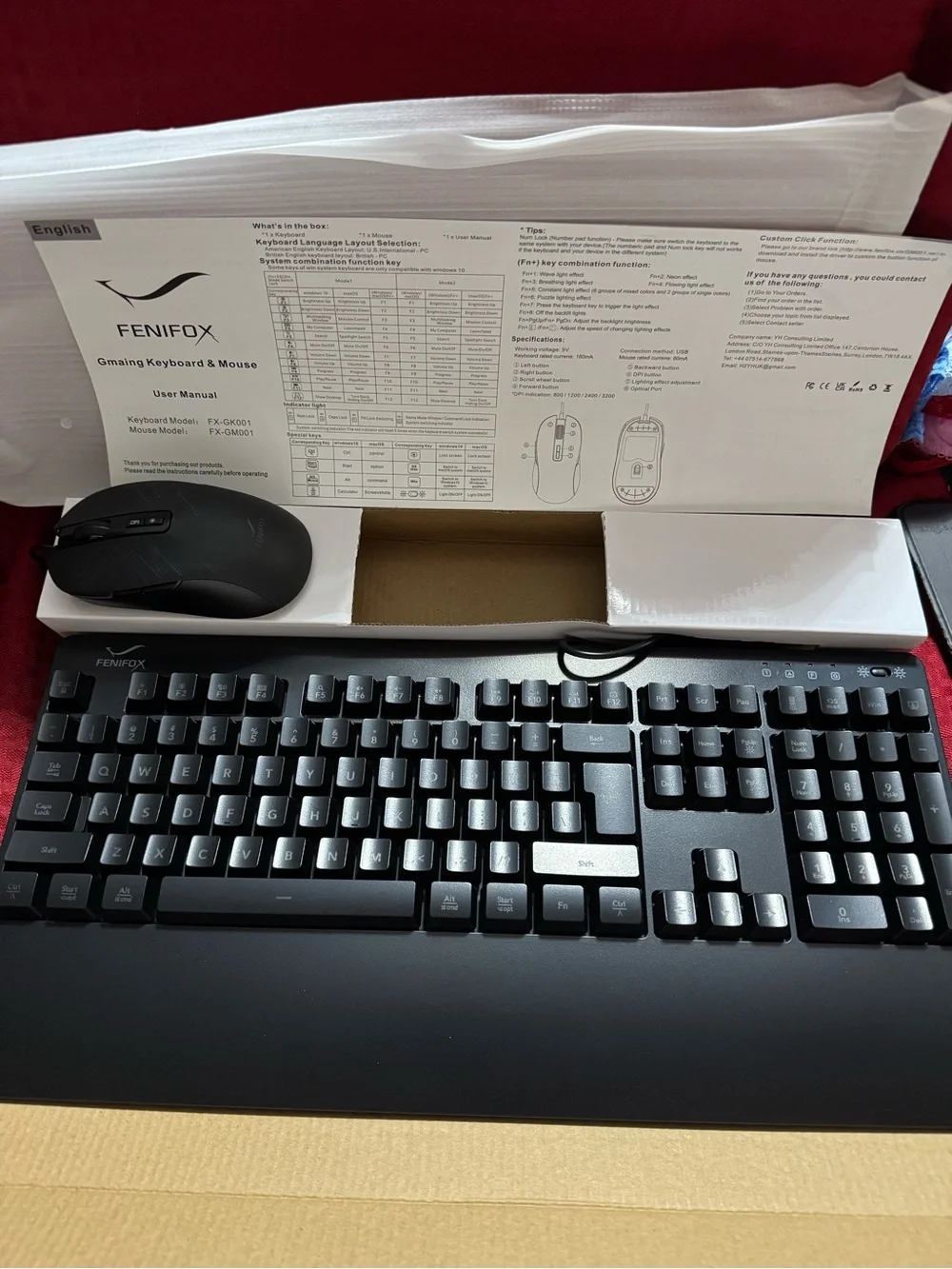 Black Wired Gaming Keyboard and Mouse Combo